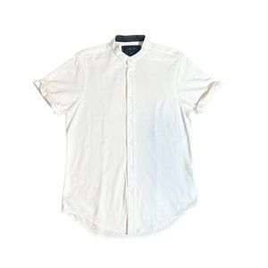 Men's ZARA | Mandarin Collar | S/S Button Down Shirt | White | Size - M
